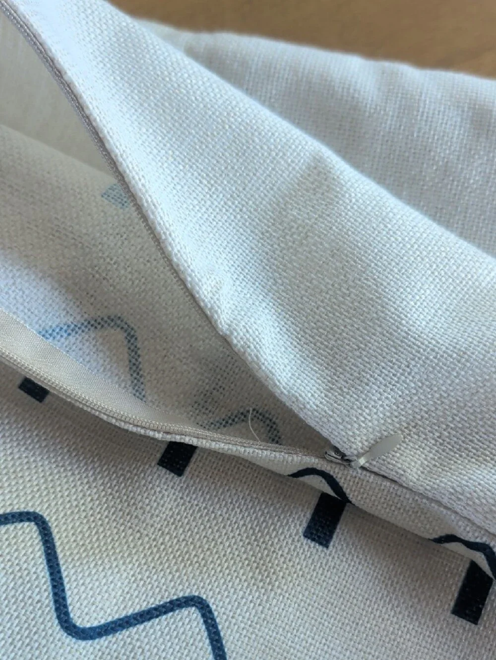 Modern Geometric Accent Pillow Cover in Blue and Cream